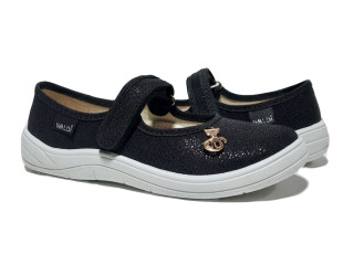 Алина 30-35 черная, белая подошва, брошь