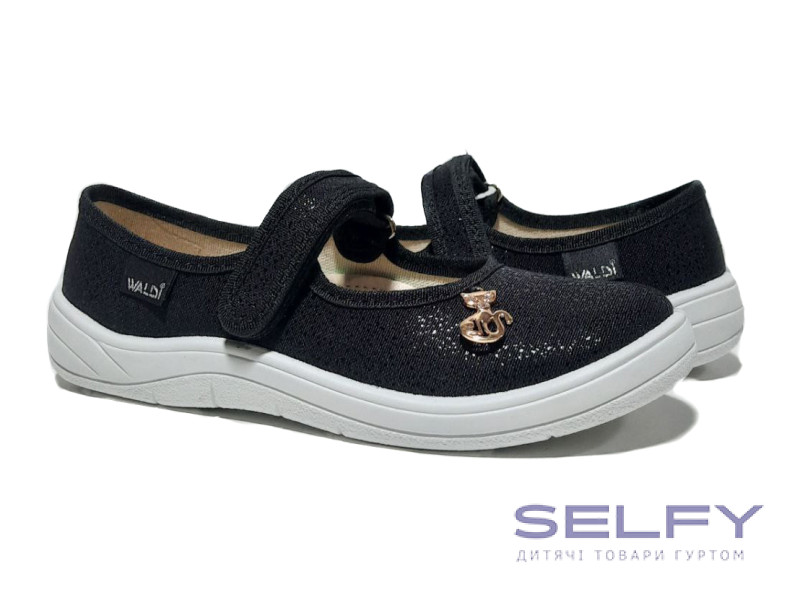 Алина 30-35 черная, белая подошва, брошь, Фото 1