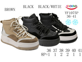 Хайтопи зимові ShoSho YF1075P black-white 36-41