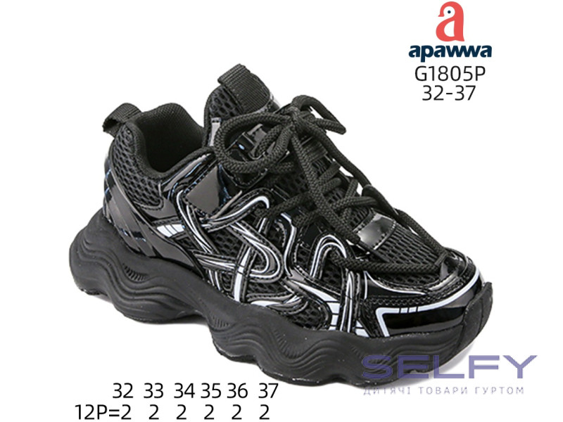 Кросівки дитячі  Apawwa G1805P black 32-37, Фото 1