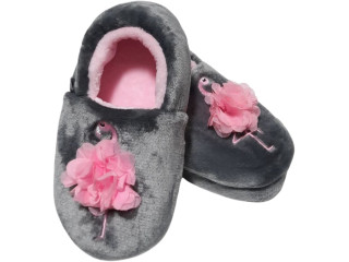 Тапочки Memory Waldi Home 28-37 сірі, рожевий фламінго