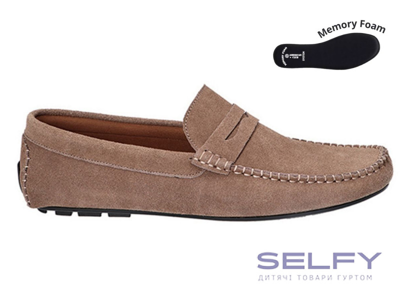 Мокасини ШКІРА American Club CY 120 бежеві 41-45, Фото 1