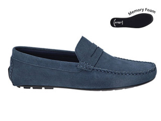 Мокасины КОЖА American Club CY 120 синие 41-45