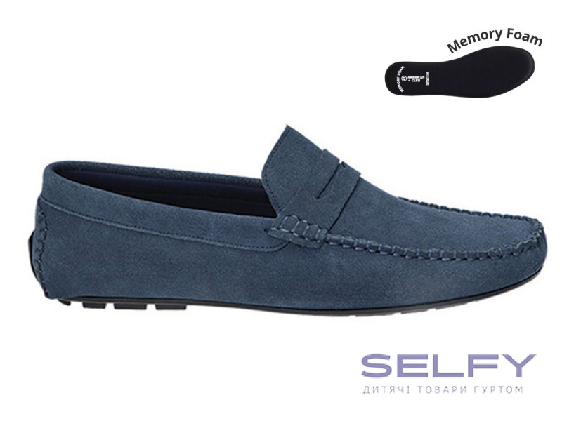 Мокасины КОЖА American Club CY 118 синие 41-45, Фото 1