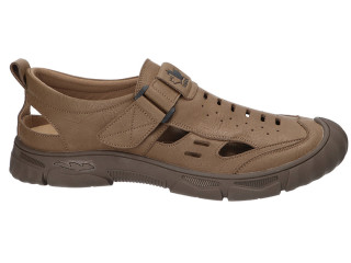 Босоніжки шкіряні чоловічі American Club CY 107/24 темний беж 40-44 (436/25)