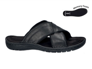 Шлепанцы кожаные American Club CY 112/24 черный 41-45 (446/25)