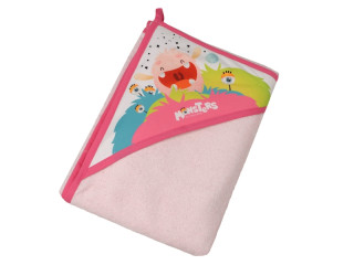 Рушник з капюшоном 80x80 см MONSTERS 100% бавовна pink