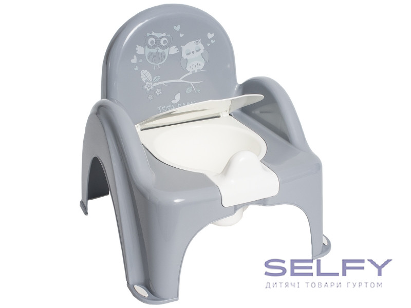 Горщик-стілець дитячий з музикою антиковзкий OWLS grey, Фото 1