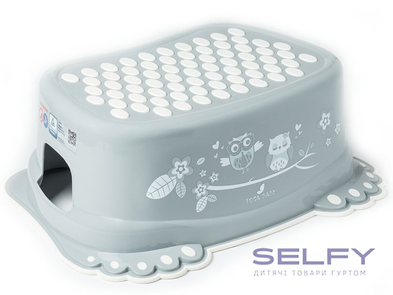 Ступени детские антискользкие в ванну OWLS grey, Фото 1