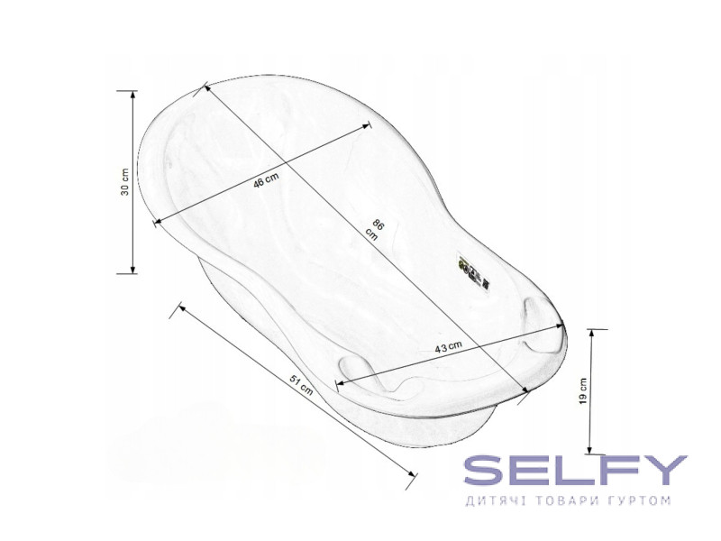Ванна дитяча зі зливом LUX OWLS 102 см grey, Фото 3
