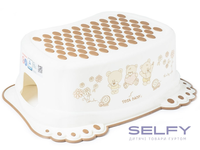 Сходинки дитячі антиковзкі у ванну Teddy Bear white pearl, Фото 1