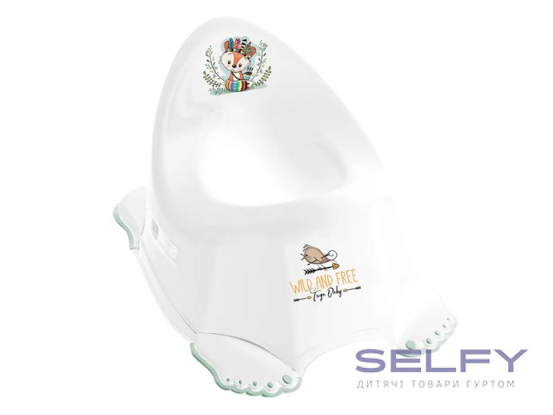 Горшок детский с музыкой антискользящий WILD&FREE LITTLE FOX white green, Фото 1
