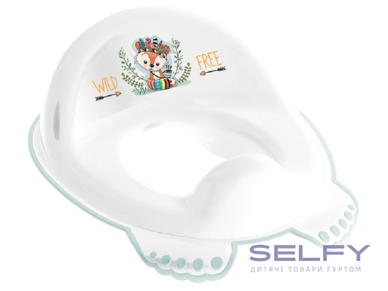 Накладка дитяча антиковзка  на сидіння унітазу WILD&FREE LITTLE FOX white green, Фото 1