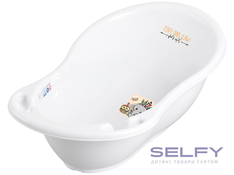 Ванна детская со сливом WILD&FREE LITTLE ELEPHANT 86 см white green, Фото 1