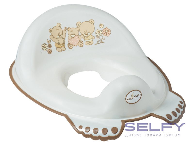 Накладка детская антискользящая на сиденье унитаза Teddy Bear white pearl, Фото 1