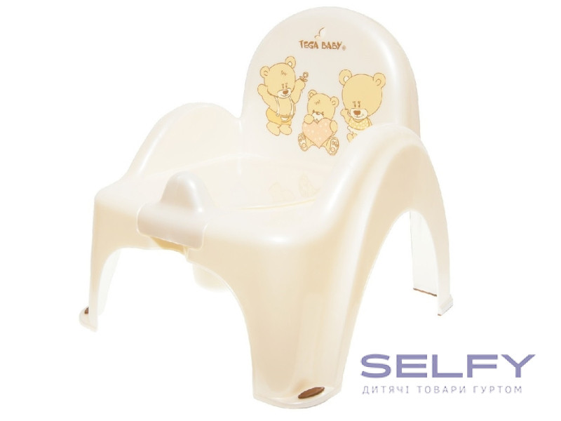 Горщик-стілець дитячий з музикою антиковзкий Teddy Bear white pearl, Фото 1