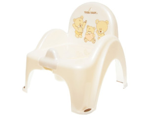 Горшок-стул детский с музыкой антискользкий Teddy Bear white pearl