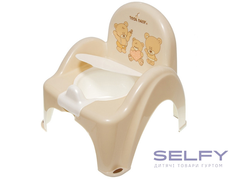 Горщик-стілець дитячий з музикою антиковзкий Teddy Bear beige, Фото 1