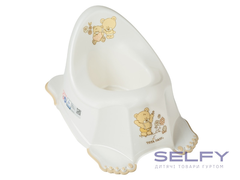 Горщик дитячий з музикою антиковзкий Teddy Bear white pearl, Фото 1