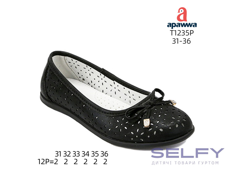 Балетки дитячі Apawwa T1235P black 31-36, Фото 1