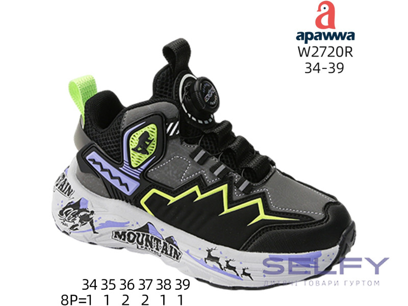 Кросівки дитячі Apawwa W2720R black-green 34-39, Фото 1