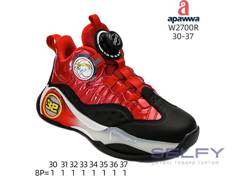 Кроссовки детские Apawwa W2700R black-red 30-37, Фото 1