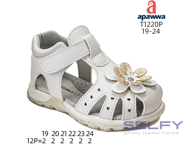 Босоніжки дитячі Apawwa T1220P white 19-24, Фото 1