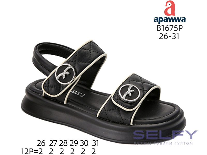 Босоніжки дитячі Apawwa B1675P black 26-31, Фото 1