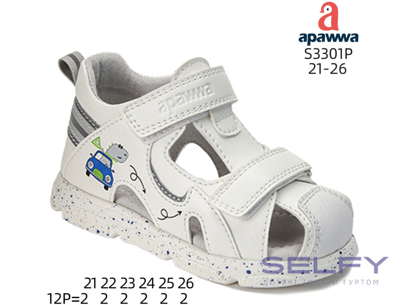 Босоніжки дитячі Apawwa S3301P white 21-26, Фото 1