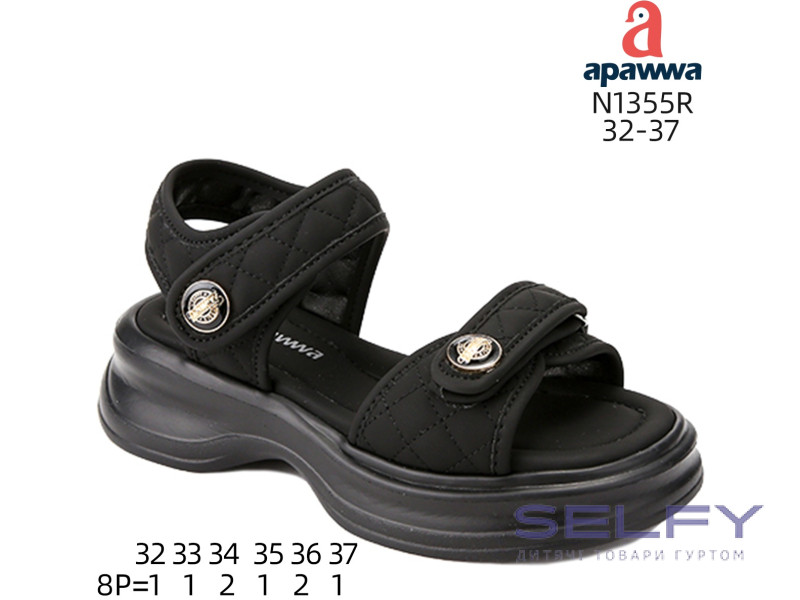 Босоніжки дитячі Apawwa N1355R black 32-37, Фото 1