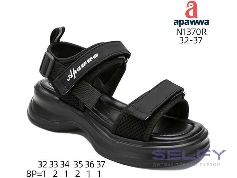 Босоножки детские Apawwa N1370R black 32-37, Фото 1