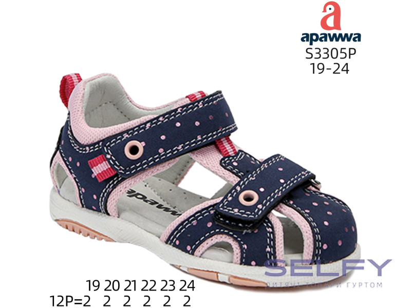 Босоніжки дитячі Apawwa S3305P navy-pink 19-24, Фото 1