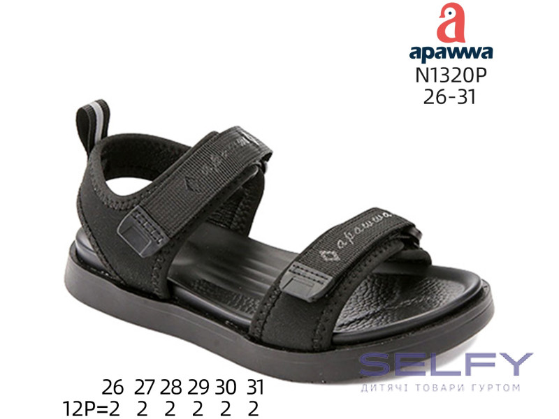 Босоніжки дитячі Apawwa N1320P black 26-31, Фото 1