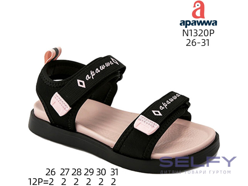 Босоніжки дитячі Apawwa N1320P black-pink 26-31, Фото 1