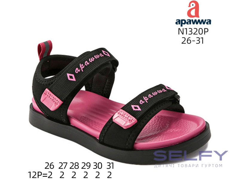 Босоніжки дитячі Apawwa P3110P black 32-37, Фото 1