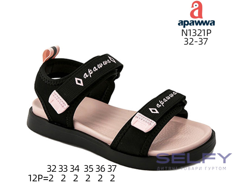 Босоножки детские Apawwa N1321P black-pink 32-37, Фото 1