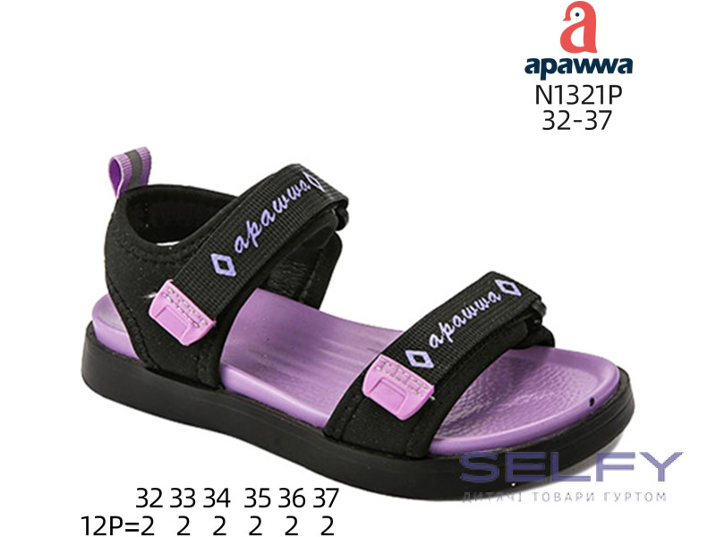 Босоножки детские Apawwa N1321P black-purple 32-37, Фото 1