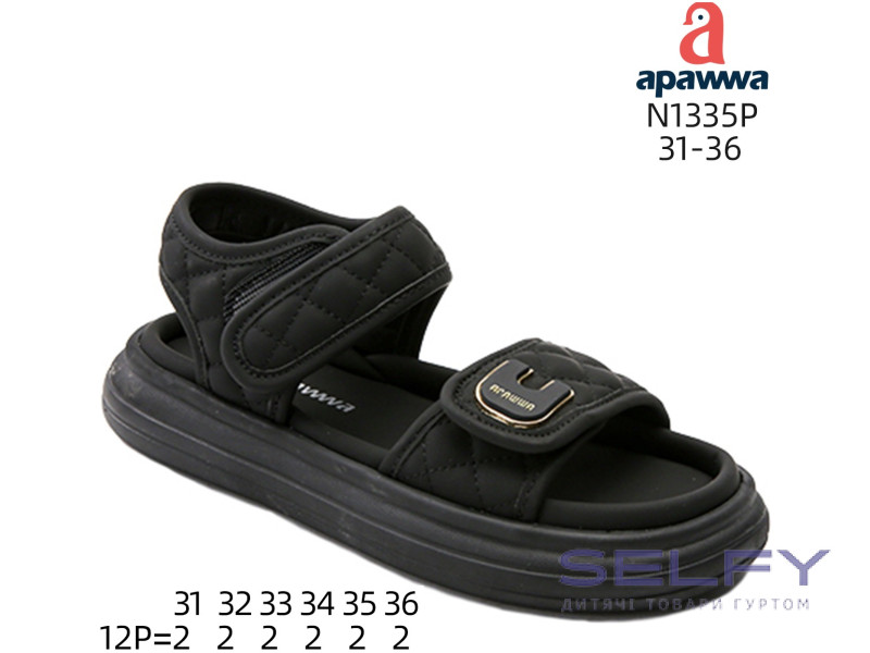 Босоніжки дитячі Apawwa N1335P black 31-36, Фото 1