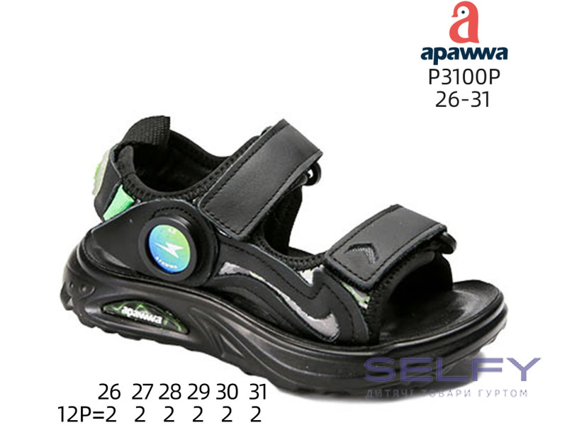 Босоніжки дитячі Apawwa P3100P black 26-31, Фото 1