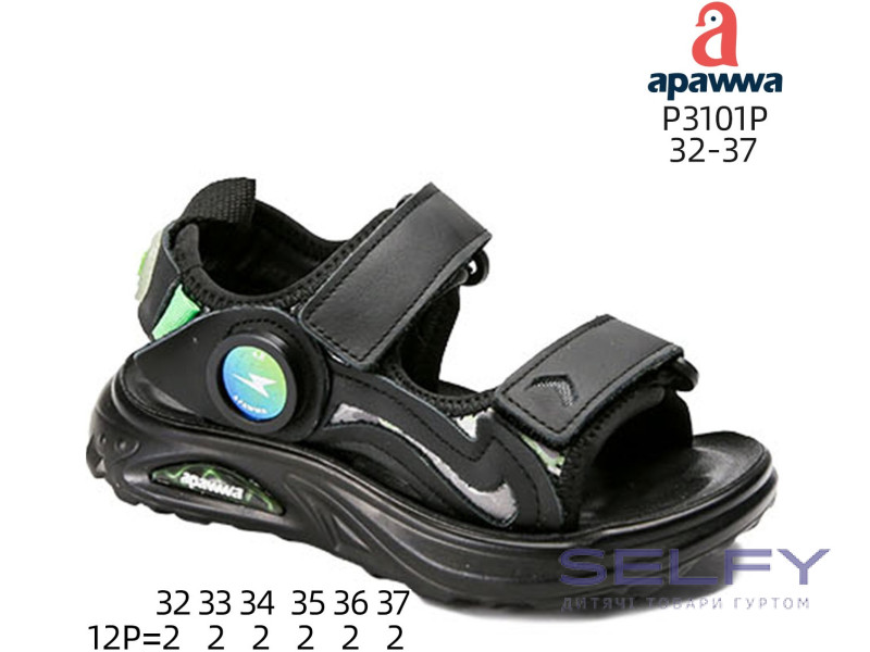 Босоніжки дитячі Apawwa P3101P black 32-37, Фото 1