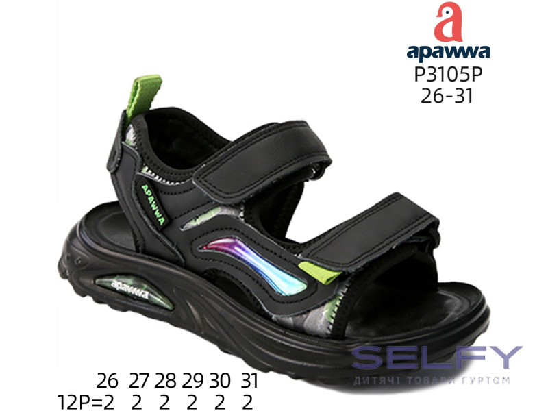 Босоножки детские Apawwa P3105P black 26-31, Фото 1