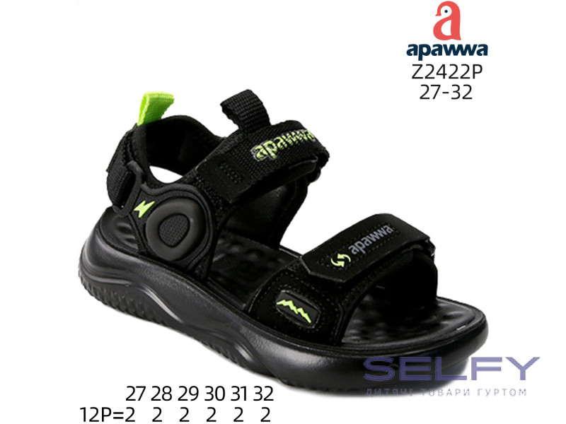 Босоніжки дитячі Apawwa Z2422P black-green 27-32, Фото 1