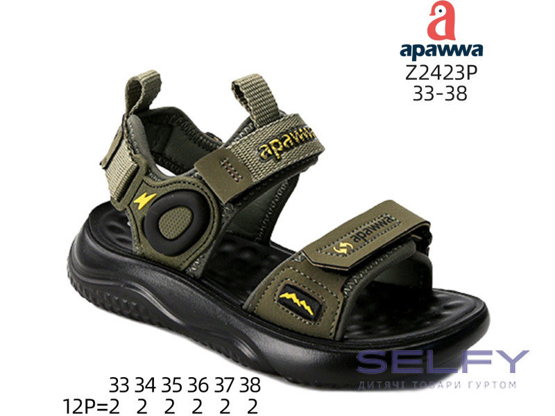 Детские босоножки Apawwa Z2423P khaki-yellow 33-38, Фото 1