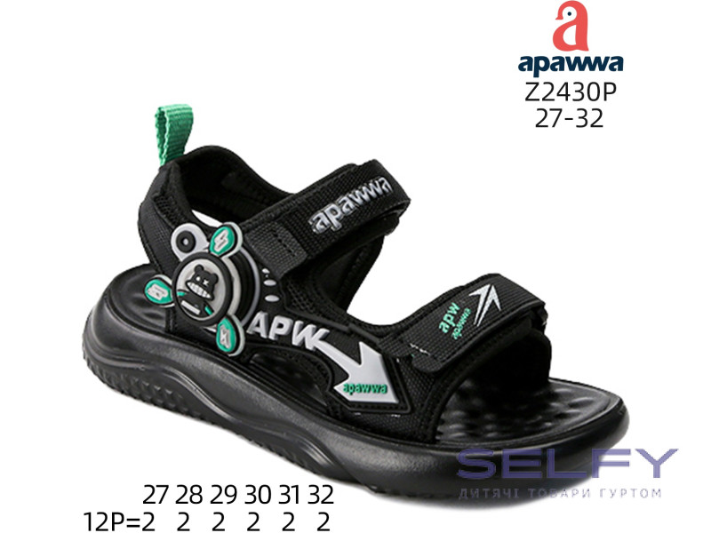 Босоножки детские Apawwa Z2430P black-green 27-32, Фото 1
