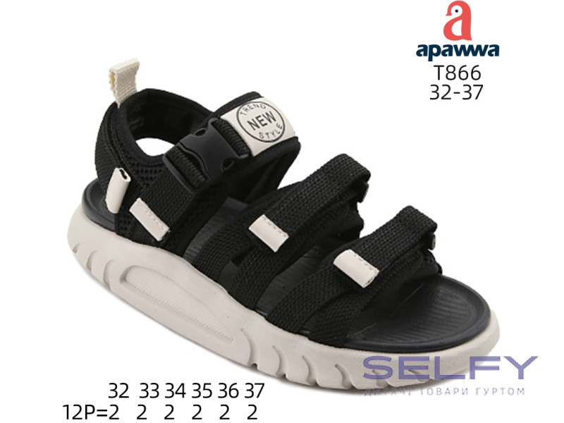 Босоніжки дитячі Apawwa T866P black 32-37, Фото 1