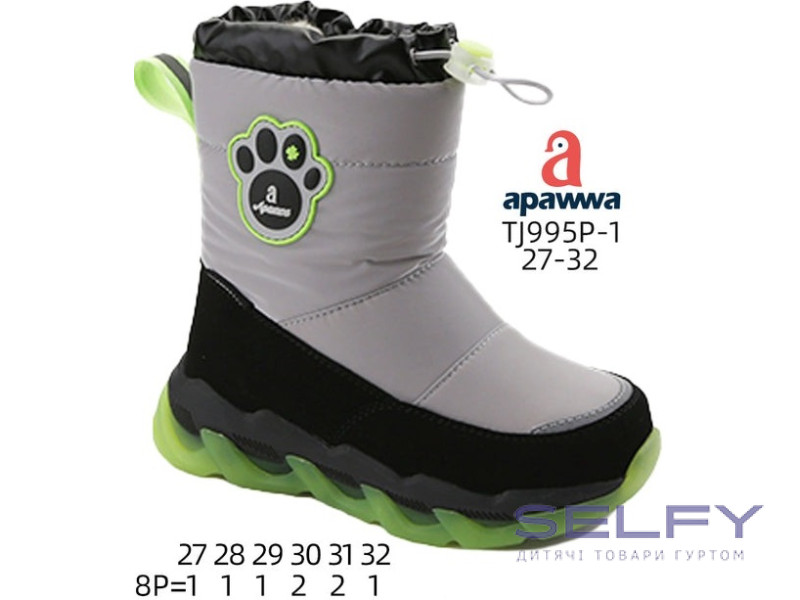 Дутики Apawwa TJ995P-1 grey-green 27-32 по-розмірно, Фото 1