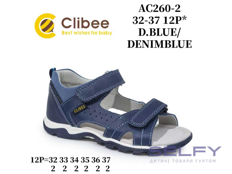 Босоніжки дитячі Clibee AC260-2 d.blue-l.blue 32-37, Фото 1