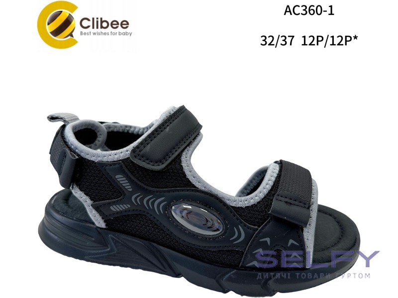 Босоніжки дитячі Clibee AC360-1 black-grey 32-37, Фото 1