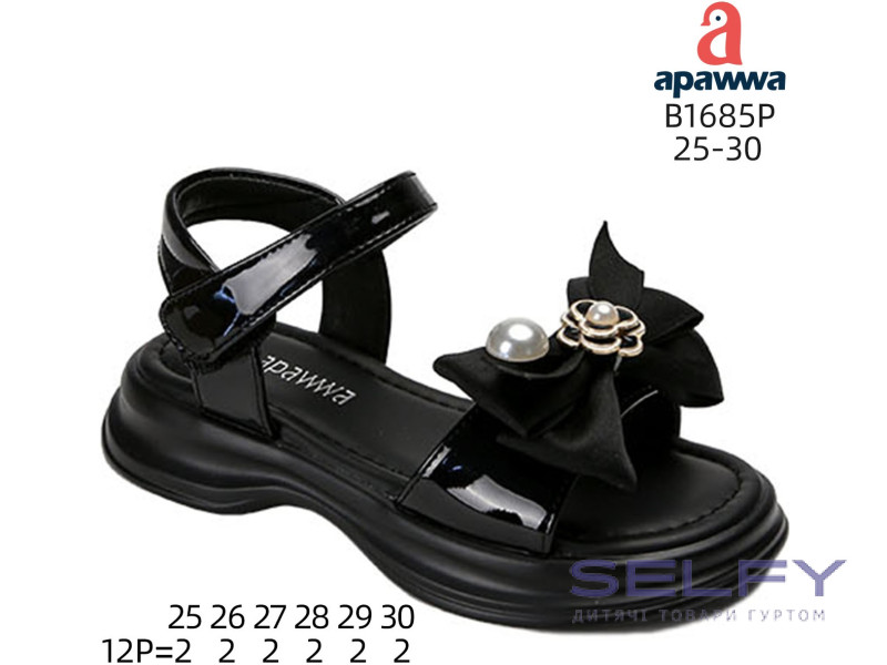 Босоніжки дитячі Apawwa B1685P black 25-30, Фото 1