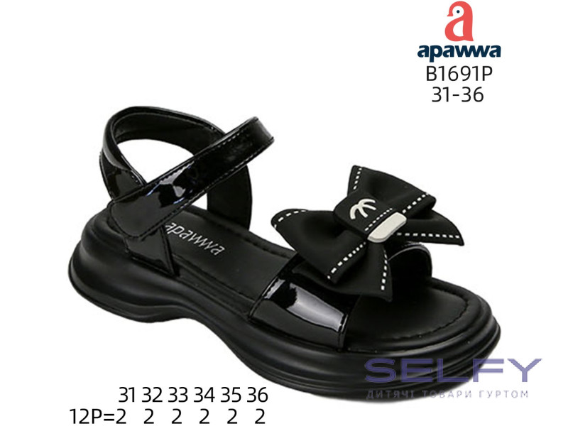 Босоножки детские Apawwa B1691P black 31-36, Фото 1